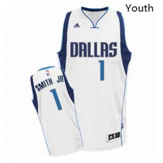 Youth Adidas Dallas Mavericks 1 Dennis Smith Jr Swingman White Home NBA Jersey